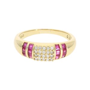 Rubin Ring mit Diamanten Second Hand Gold 750, getragen