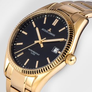 Jacques Lemans Uhr  50-3M gold plattiert Edelstahl