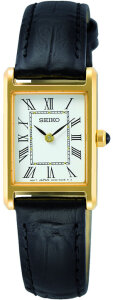 Seiko SWR054P1 Classique Damen Uhr Gold plattiert Leder