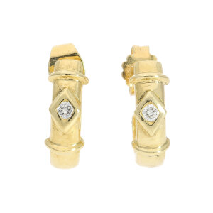 Gold Creolen 750 mit Diamant 25323938 Second Hand, getragen