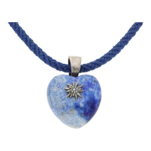 Lapislazuli Herz-Anhänger mit Kordelkette in Blau...