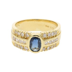 Saphir Ring Gold 750 Brillanten Second Hand 25324063...