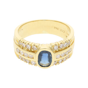 Saphir Ring mit Brillanten Gold 750 Second Hand, getragen...