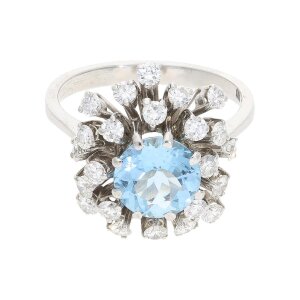 Ring Weißgold 750 Blautopas und Diamanten Second...