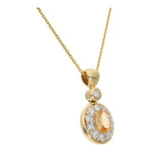 Padparadsche Saphir Anhänger Handarbeit, Diamant...