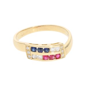 585 Goldring Rubin Saphir Diamant Second Hand 25324099...