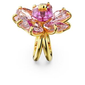 Swarovski 5657280 Florere Cocktailring, Blume, Rosa, Gold plattiert, Größe 60
