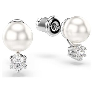 Swarovski Ohrstecker 5694225 Matrix Kristallperle, Rundschliff, Weiß, Rhodiniert
