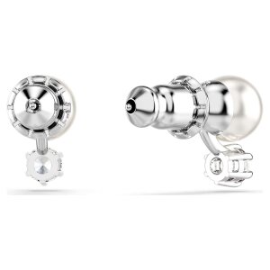 Swarovski Ohrstecker 5694225 Matrix Kristallperle, Rundschliff, Weiß, Rhodiniert