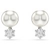 Swarovski Ohrstecker 5694225 Matrix Kristallperle, Rundschliff, Weiß, Rhodiniert