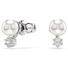 Swarovski Ohrstecker 5694225 Matrix Kristallperle, Rundschliff, Weiß, Rhodiniert