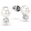 Swarovski Ohrstecker 5694225 Matrix Kristallperle, Rundschliff, Weiß, Rhodiniert