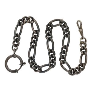 Taschenuhr Kette Silber 835 Oxidiert Second Hand 25324340...