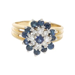 Ring 585 Gold blau Saphir Diamanten Second Hand 25324366...