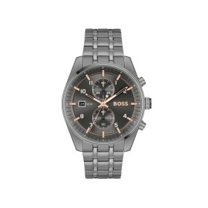Boss Herrenuhr 1514153 Chronograph, Quarz, Edelstahl IP Grau
