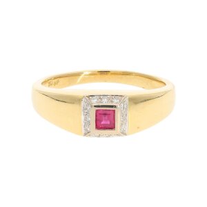 Rubin Ring Gold 750 Diamanten Second Hand 25324455 getragen