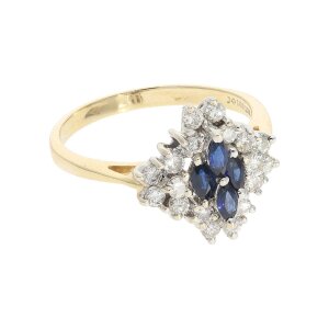 Saphir Damenring 585 Gold Brillanten Second Hand 25324457...