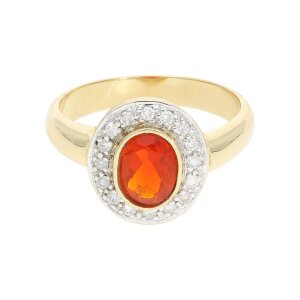 Feueropal Ring mit Diamanten Gold 585 wie neu 25324882...