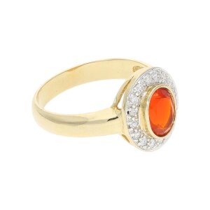 Feueropal Ring mit Diamanten Gold 585 wie neu 25324882...