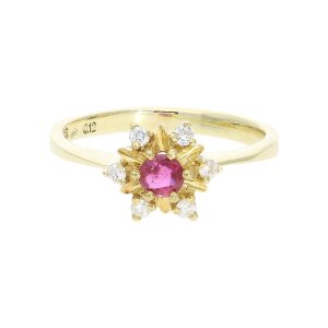 Rubin Ring Brillanten Gold 585 Second Hand, wie neu...