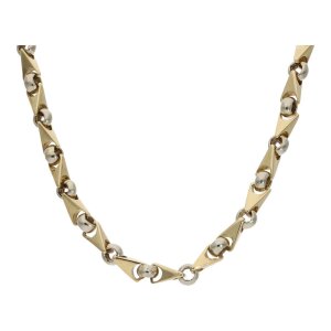 Goldkette Bicolor massiv 585 Gold Handarbeit Second Hand...