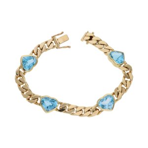 Herz Armband Gold 585 massiv FBM Blautopas Second Hand...