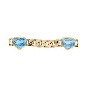Herz Armband Gold 585 massiv FBM Blautopas Second Hand...