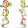 Swarovski Gema Drop-Ohrhänger 5714815 Asymmetrisches Design, Verschiedene Schliffe, Mehrfarbig, Gold plattiert