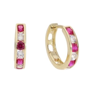 Gold Creolen 333 Damen Zirkonia JL10-06-3646 weiß...