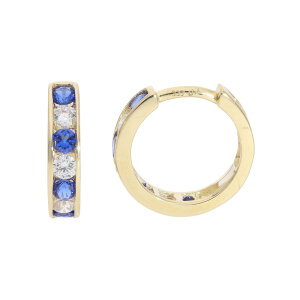 Creolen Damen 333 Gold Zirkonia JL10-06-3647 weiß blau