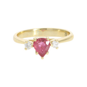 Herz Ring Rubin Brillanten Gold 750 Second Hand, wie neu...
