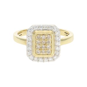Diamant Ring mit Weiße und Braune Brillanten, Gold...