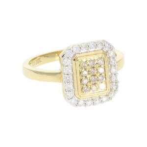 Diamant Ring mit Weiße und Braune Brillanten, Gold...