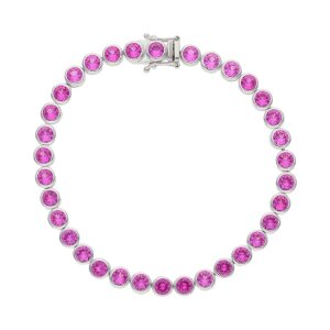 JuwelmaLux Tennis Armband mit Zirkonia Pink, Silber 925...