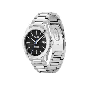 Boss Herrenuhr 1514170 Edelstahl, Quarz, Silber, Schwarz