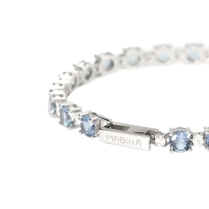 Mabina Damen Armband 925 Silber 533906 blau synth. Aquamarin & Zirkonia 18 cm