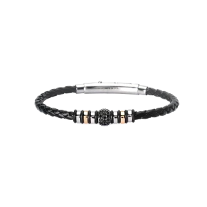 Mabina Herren Armband aus Leder, Edelstahl, Silber mit...
