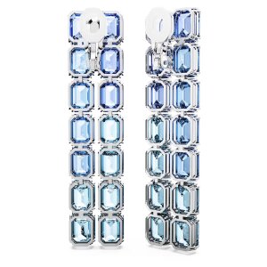 Swarovski Millenia Ohrclips 5696517 Oktagon-Schliff, Farbverlauf, Lang, Blau, Rhodiniert