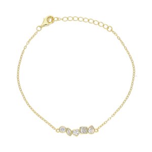 Damen Armband Silber 925 Goldplattiert mit Zirkonia...