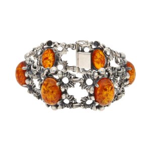 835/000 Silber Trachtenarmband Bernstein getragen Second...