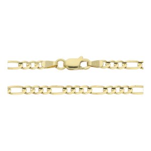 585/000 Gold Kette Figaromuster getragen 3,5 mm breit, 51 cm