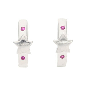 Kindercreolen Silber 925 Zirkonia Pink, Stern JL20-06-1248 made in Germany