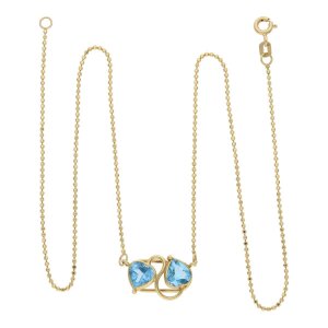 Damen Collier Doppelherz mit Blautopas Gold 750 25325648 Second Hand, getragen