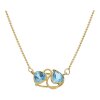 Damen Collier Doppelherz mit Blautopas Gold 750 25325648 Second Hand, getragen
