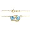 Damen Collier Doppelherz mit Blautopas Gold 750 25325648 Second Hand, getragen