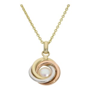 Gold Anhänger 375 mit Perle 25325643 Tricolor,...