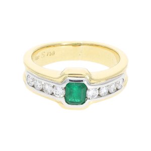 Damen Ring Gold 750 mit Smaragd und Brillanten 25325628...
