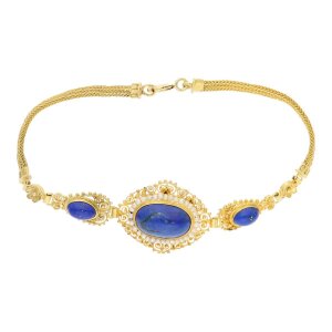 Damen Armband Antik mit Lapislazuli und Perlen 25325631...