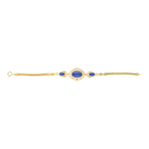 Damen Armband Antik mit Lapislazuli und Perlen 25325631...