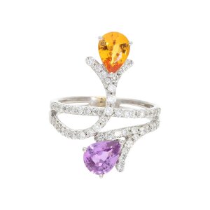 Diamant Ring Weißgold 750 mit Citrin &...
